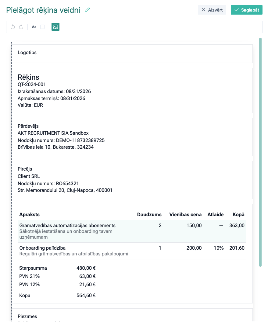 Quanty dokumentu pielāgošanas redaktors